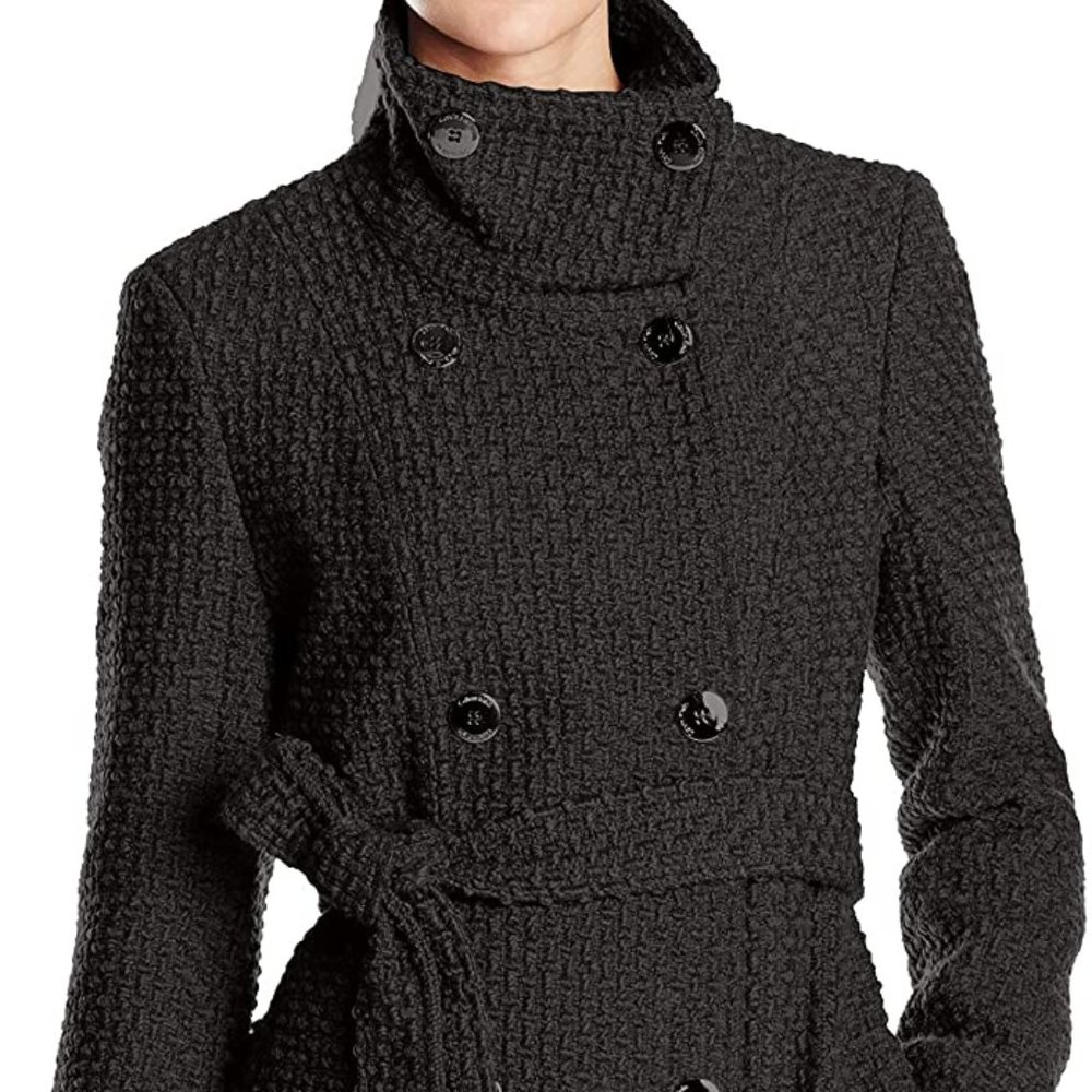 Black Calvin Klein Double Breasted Wool Coat